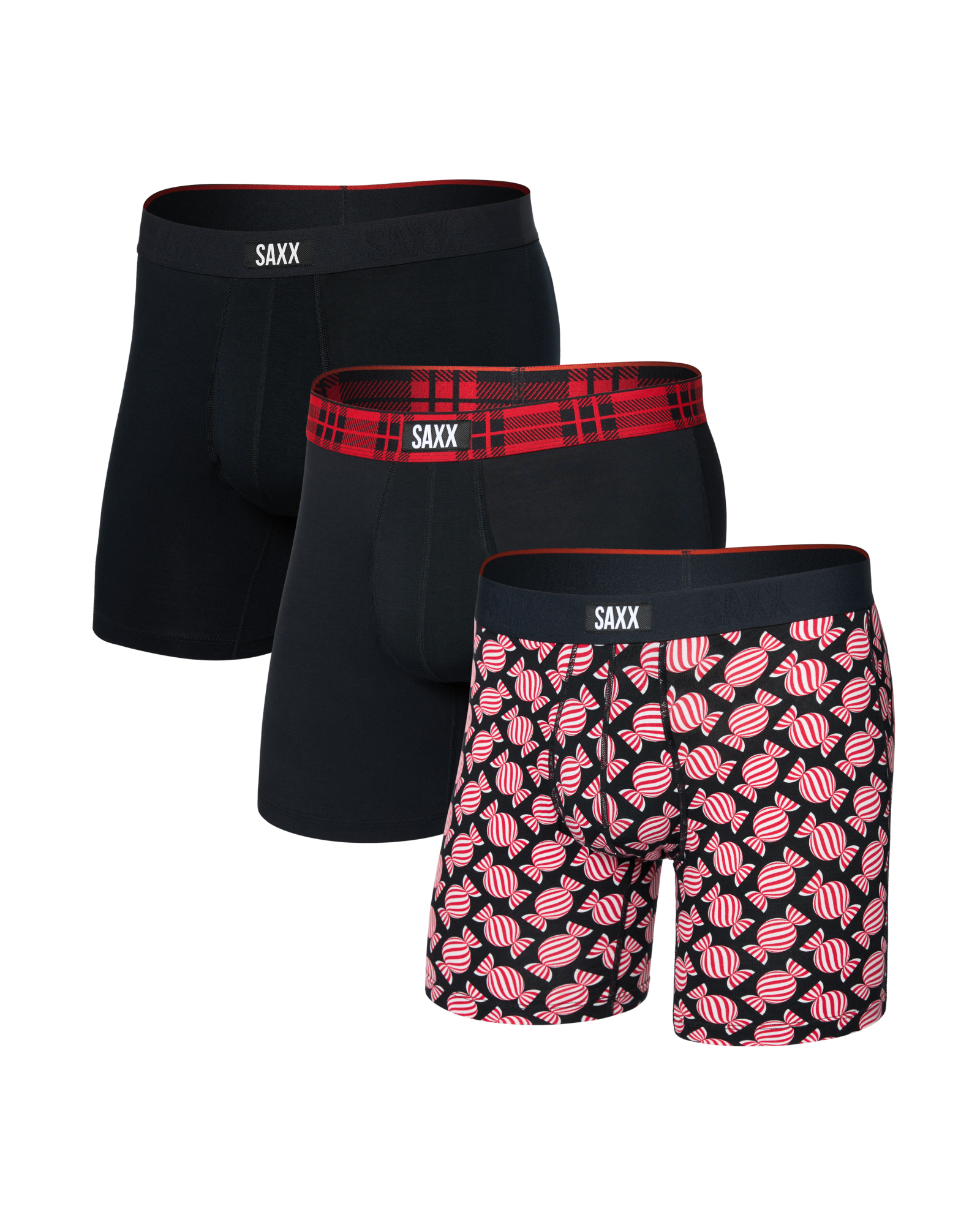 Saxx Vibe Xtra Boxer Brief Fly 3 Pack - Sweet Stripe Check Black