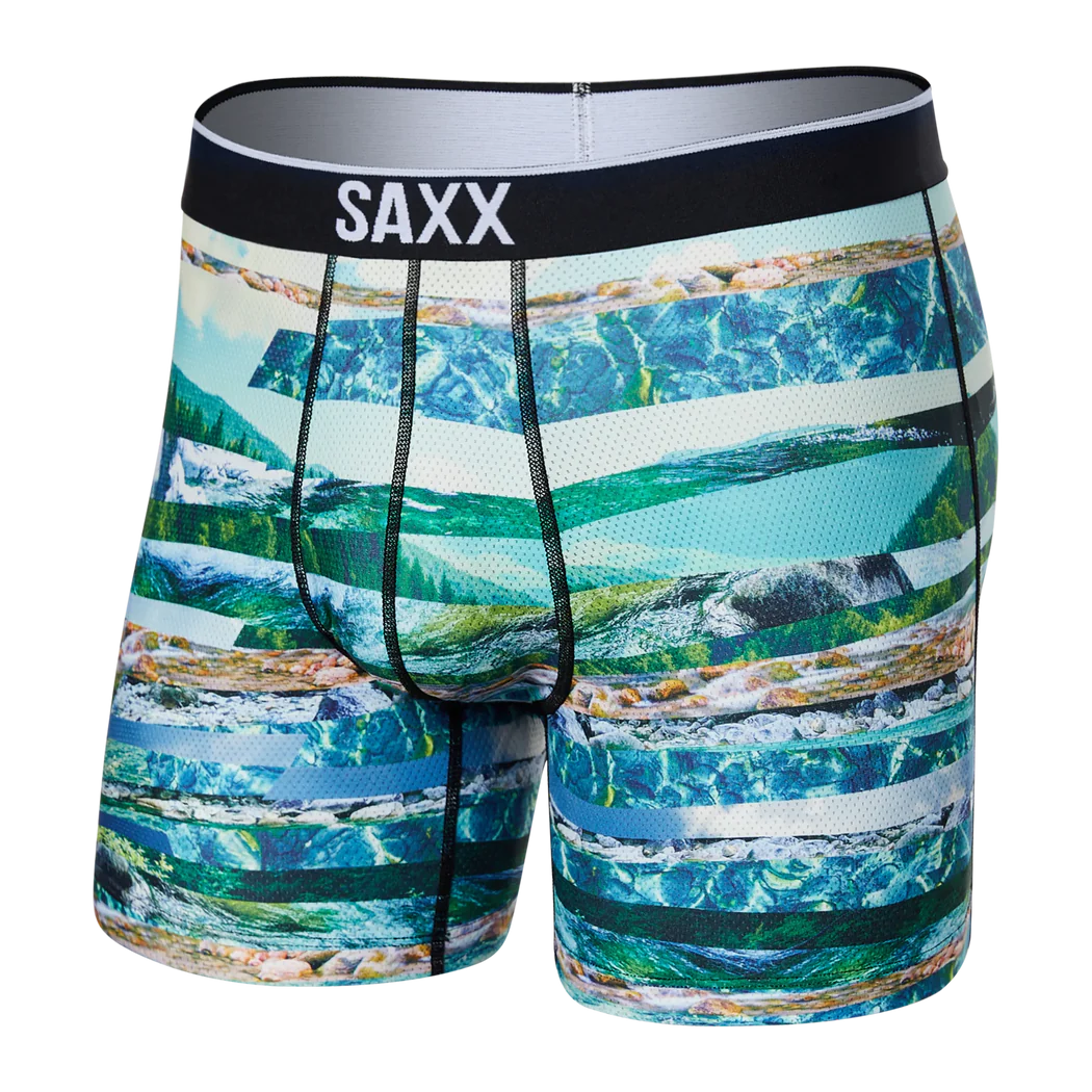 Saxx Volt Breathable Mesh Boxer Brief - River Run Stripe Mens - Saxx - Volt by Saxx | Grace the Boutique
