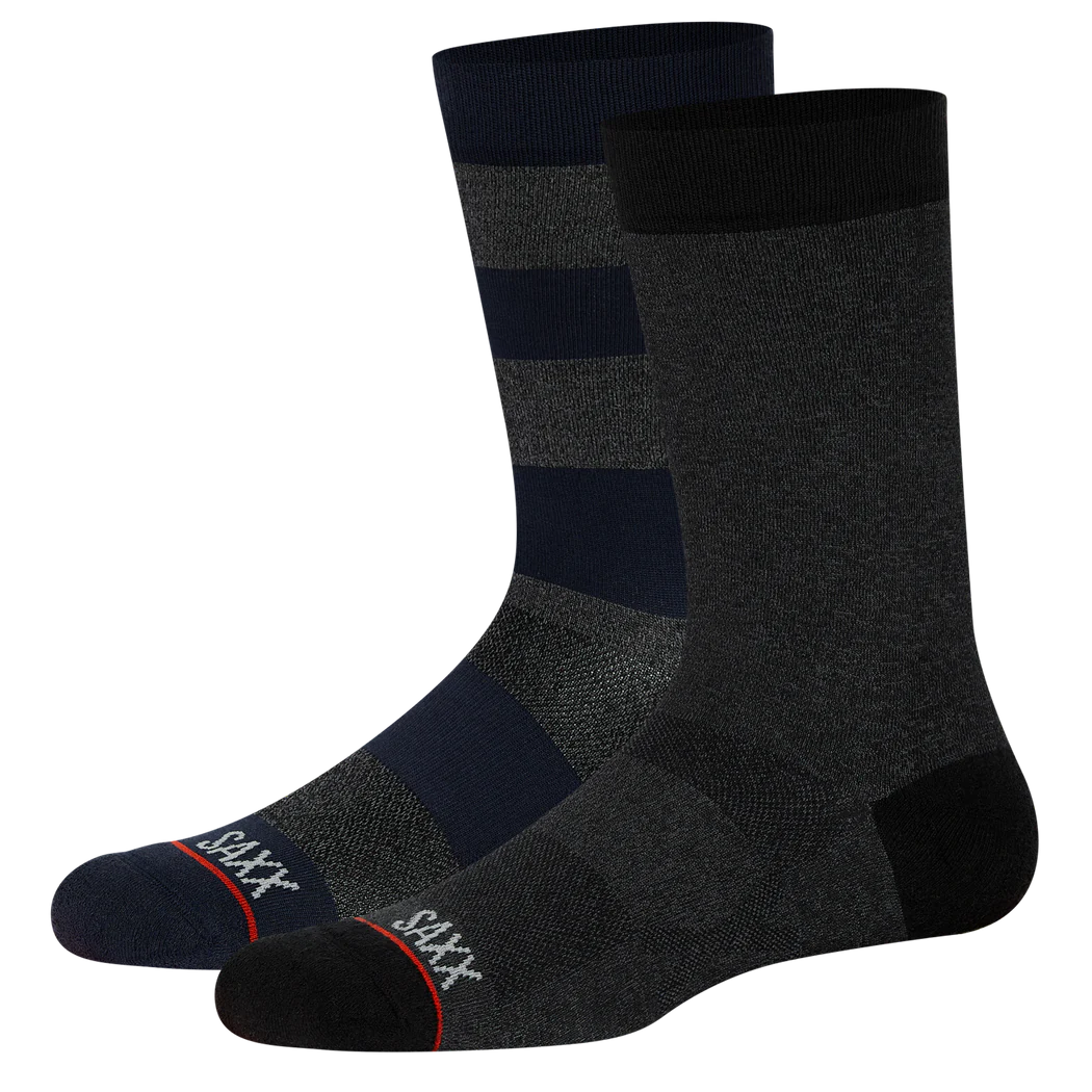 Saxx Whole Package Crew 2 Pack - Black Heather/Ombre Rugby Mens - Other Mens - Socks by Saxx | Grace the Boutique