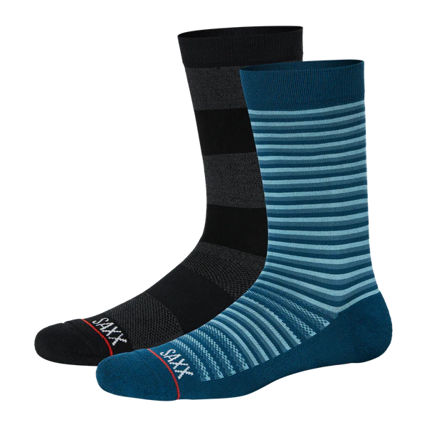 Saxx Whole Package Crew 2 Pack - Tonal Stripe/Rugby Black Mens - Other Mens - Socks by Saxx | Grace the Boutique