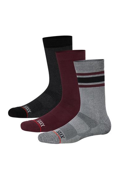 Saxx Whole Package Crew 3 Pack - Ath Stripe/Plum/B Htr Mens - Other Mens - Socks by Saxx | Grace the Boutique