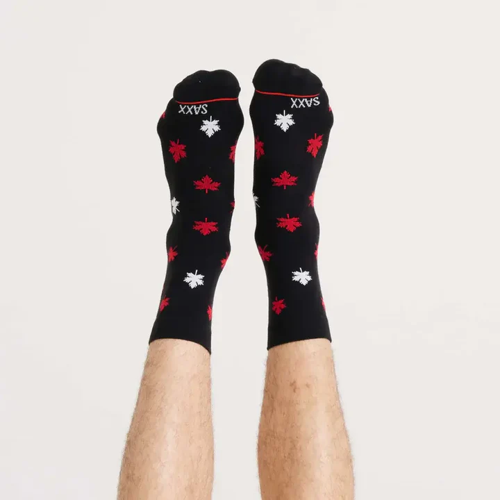 Saxx Whole Package Crew Sock - Maple Leaf/Blk Mens - Other Mens - Socks by Saxx | Grace the Boutique