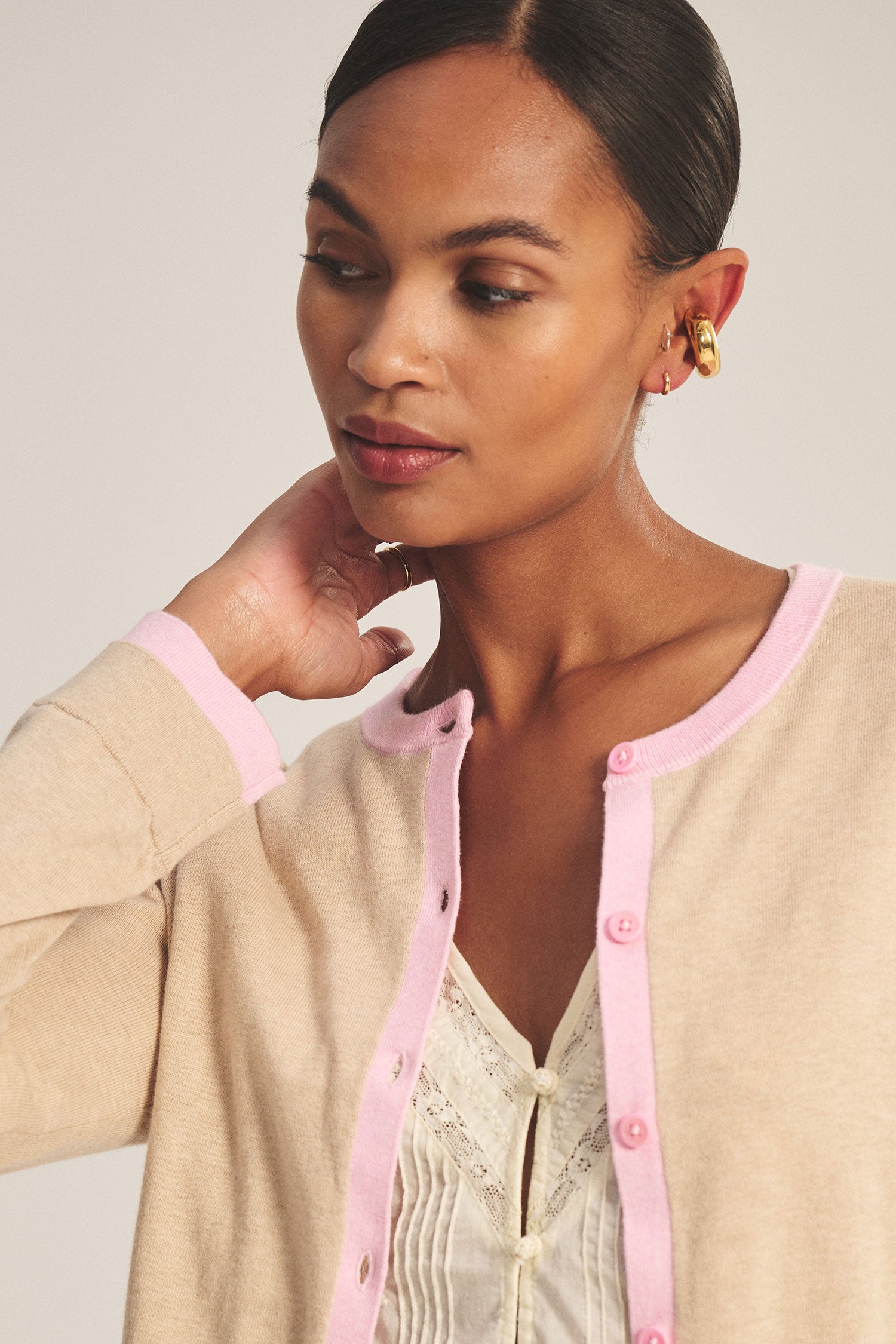 Velvet Saylor Cotton Cashmere Cardi - Sesame