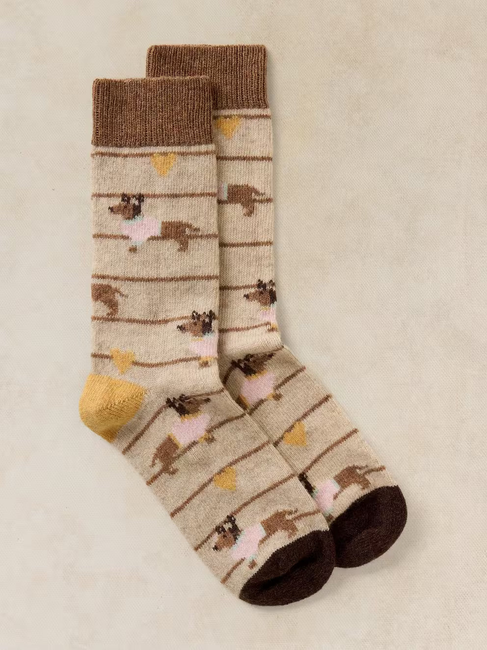 White Stuff Sausage Dog Cozy Sock - Natural