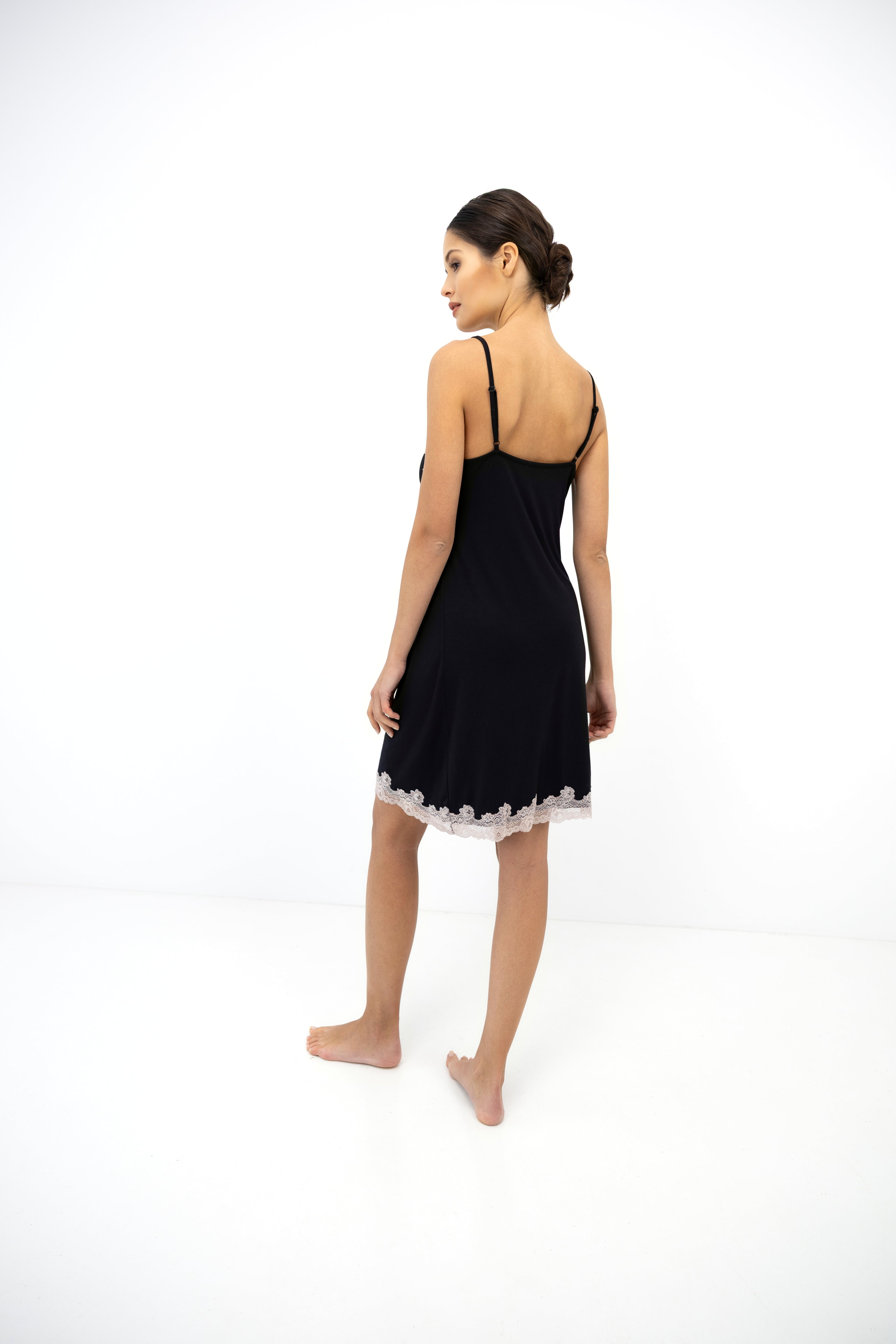 Sensis Dione Bamboo Lace Nightie - Black