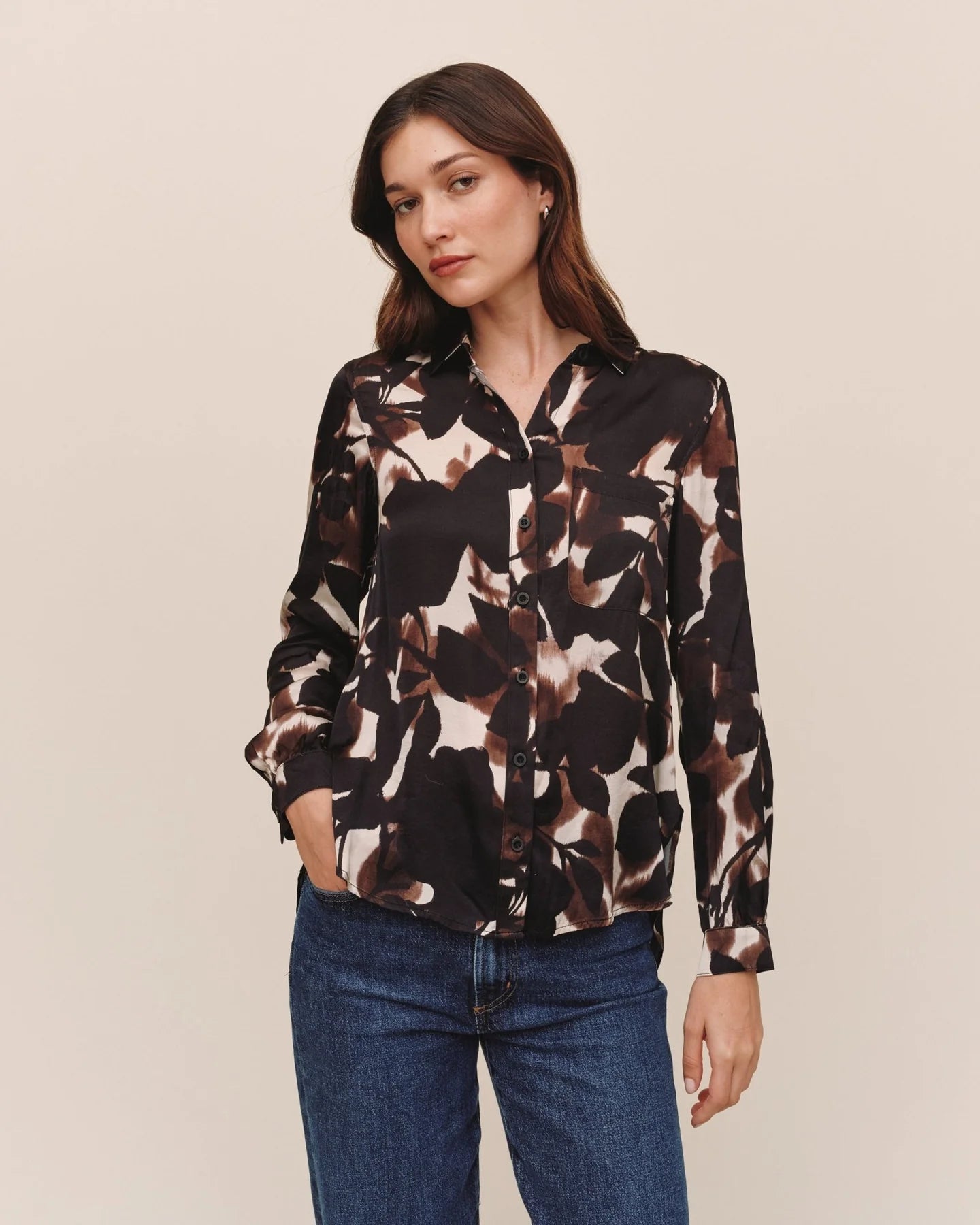 Bella Dahl Shadow Floral Button Down