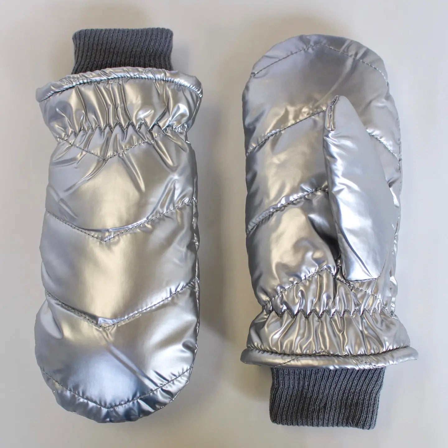 La-a SOLE Puffer Mittens - Silver