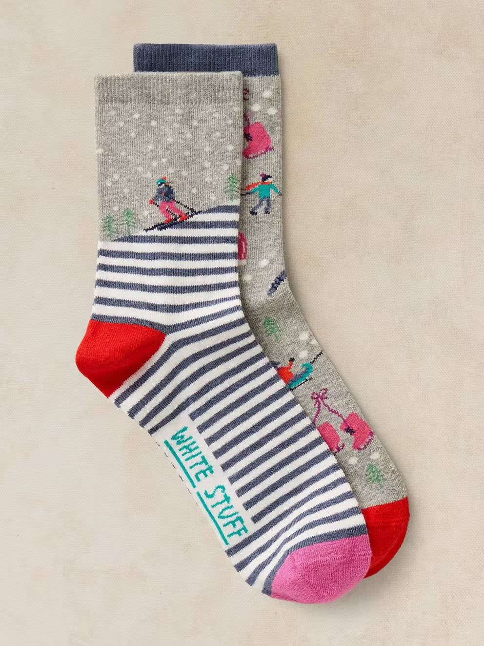 White Stuff 2PK Skiing Ankle Sock - Grey