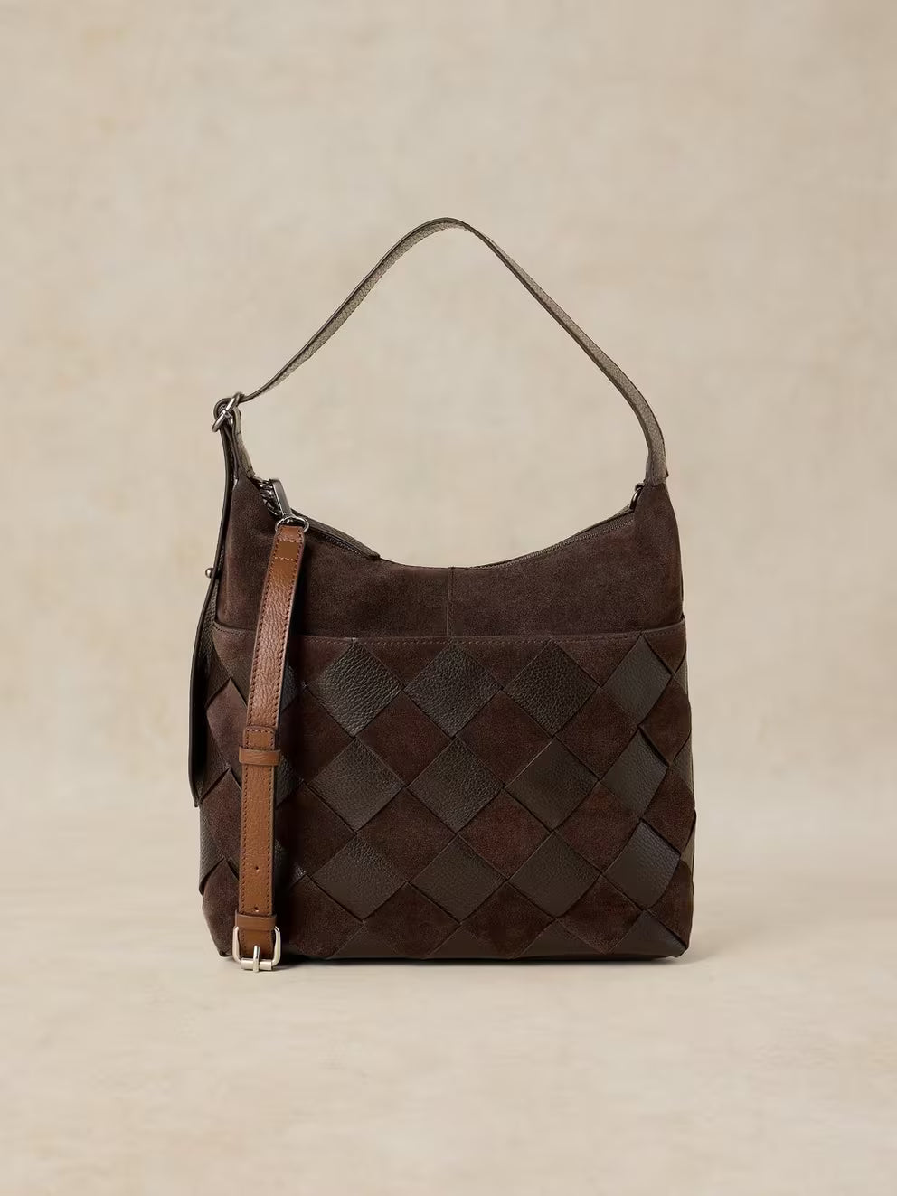 White Stuff Sophia Weave Crossbody - Dark Brown