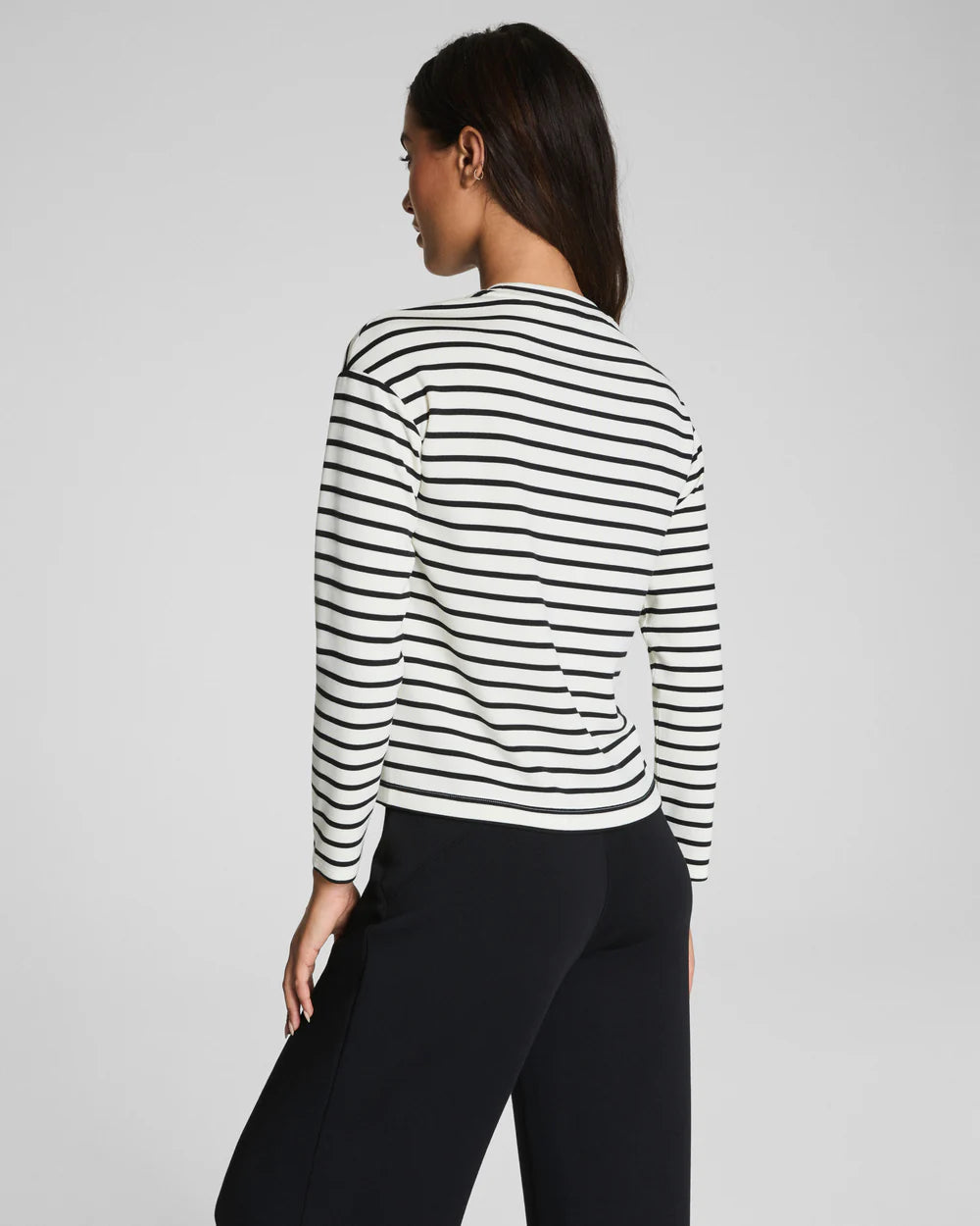 Spanx AirEssentials LS Side Slit Top - Pier Stripe