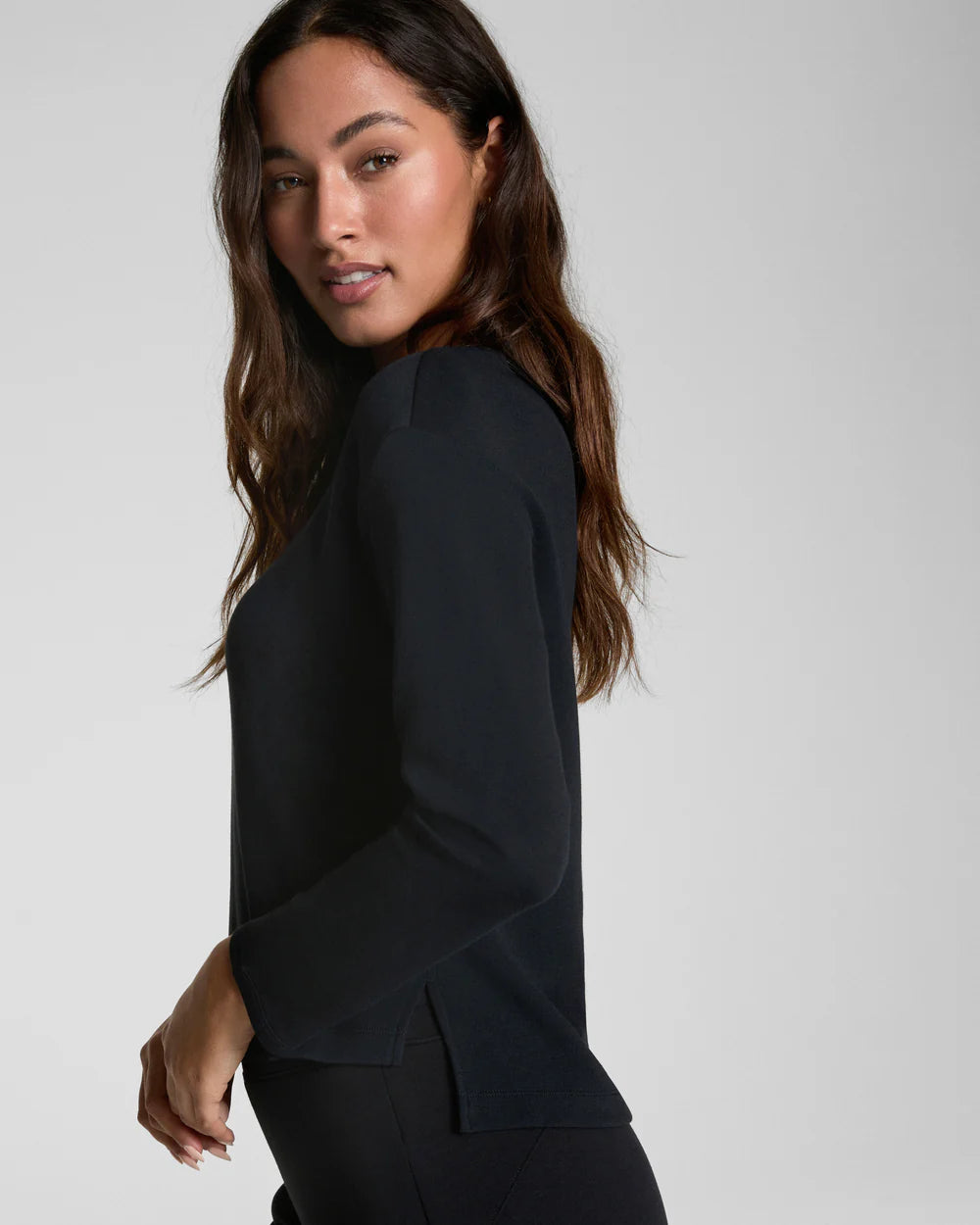 Spanx AirEssentials LS Side Slit Top - Very Black