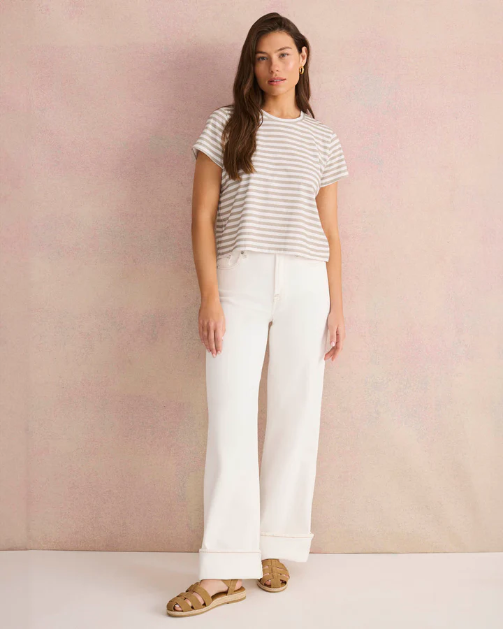 Splendid Louisa Stripe SS Tee - Fawn Stripe