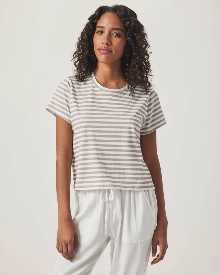 Splendid Louisa Stripe SS Tee - Fawn Stripe