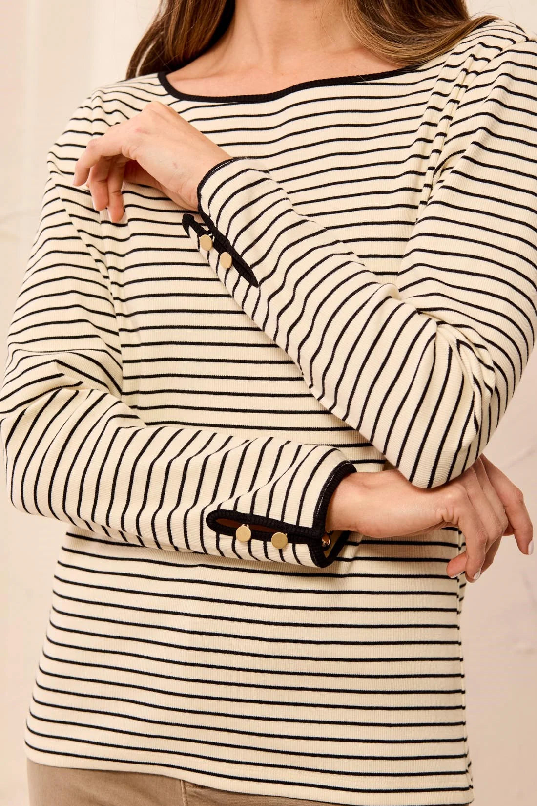 Tribal Stripe Rib Tee - Black