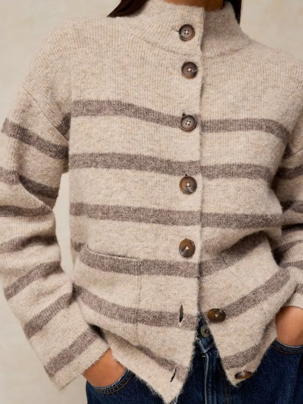 White Stuff Margot Stripe Cardi - Natural Multi