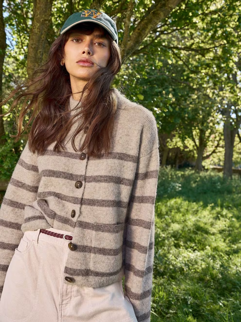 White Stuff Margot Stripe Cardi - Natural Multi