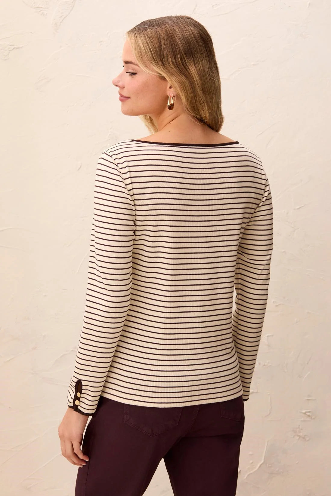 Tribal Stripe Rib Tee - Fudge