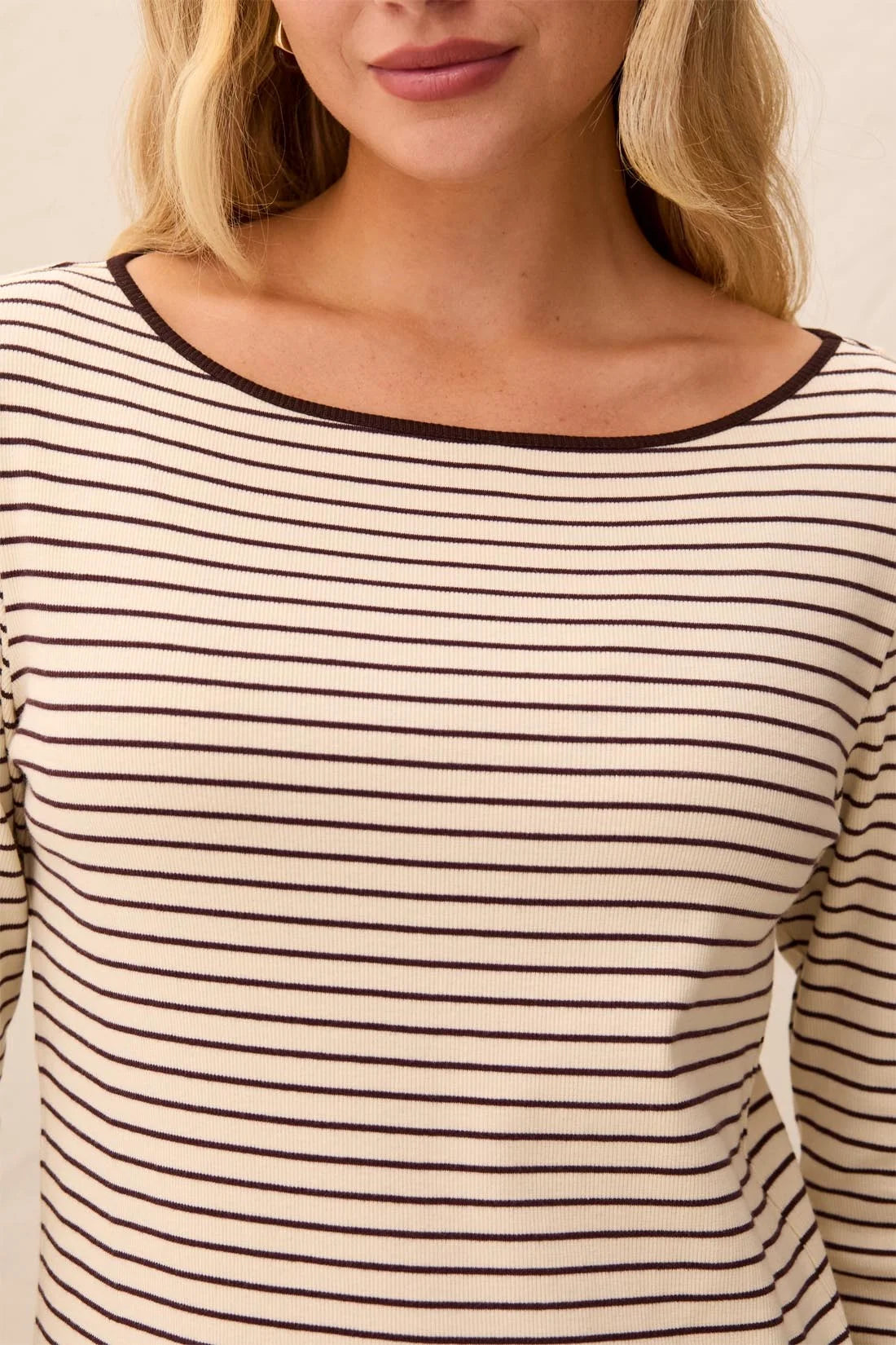 Tribal Stripe Rib Tee - Fudge