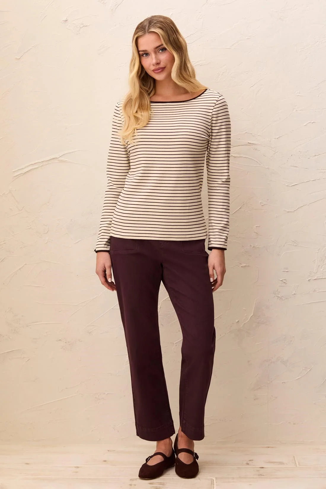 Tribal Stripe Rib Tee - Fudge