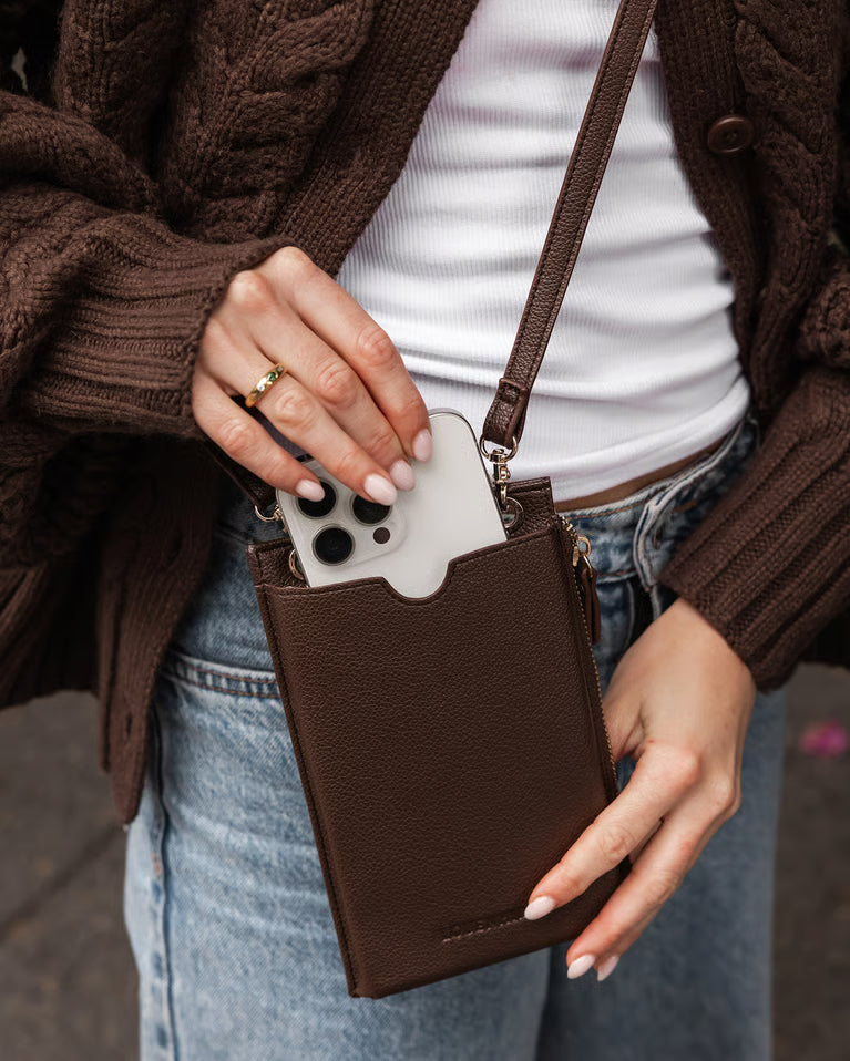 Louenhide Suki RFID Phone Bag - Chocolate