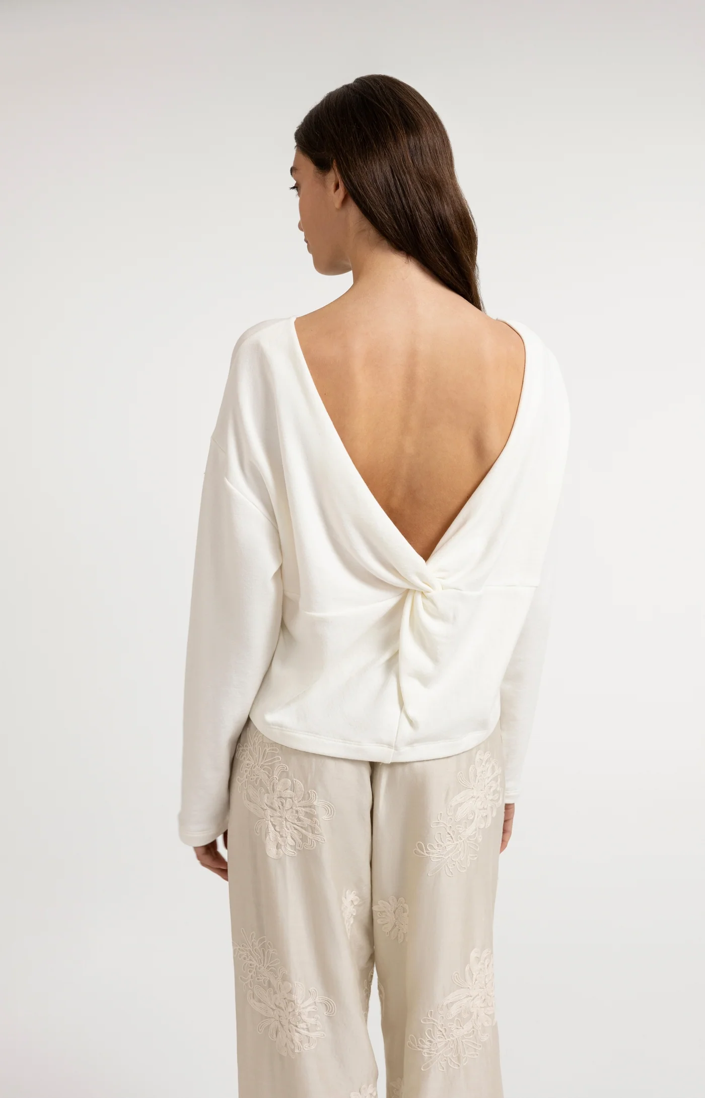 Yaya Knot Back Sweatshirt - Milk