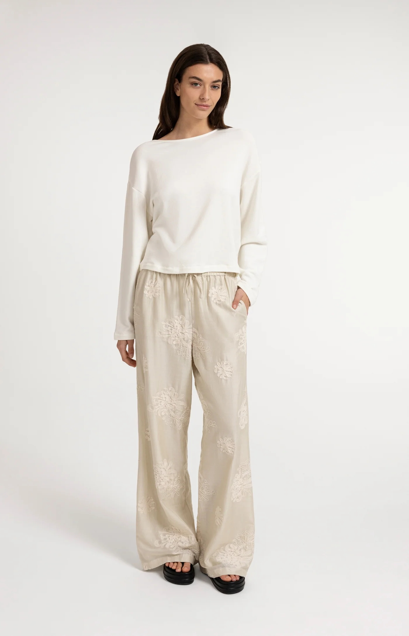 Yaya Knot Back Sweatshirt - Milk