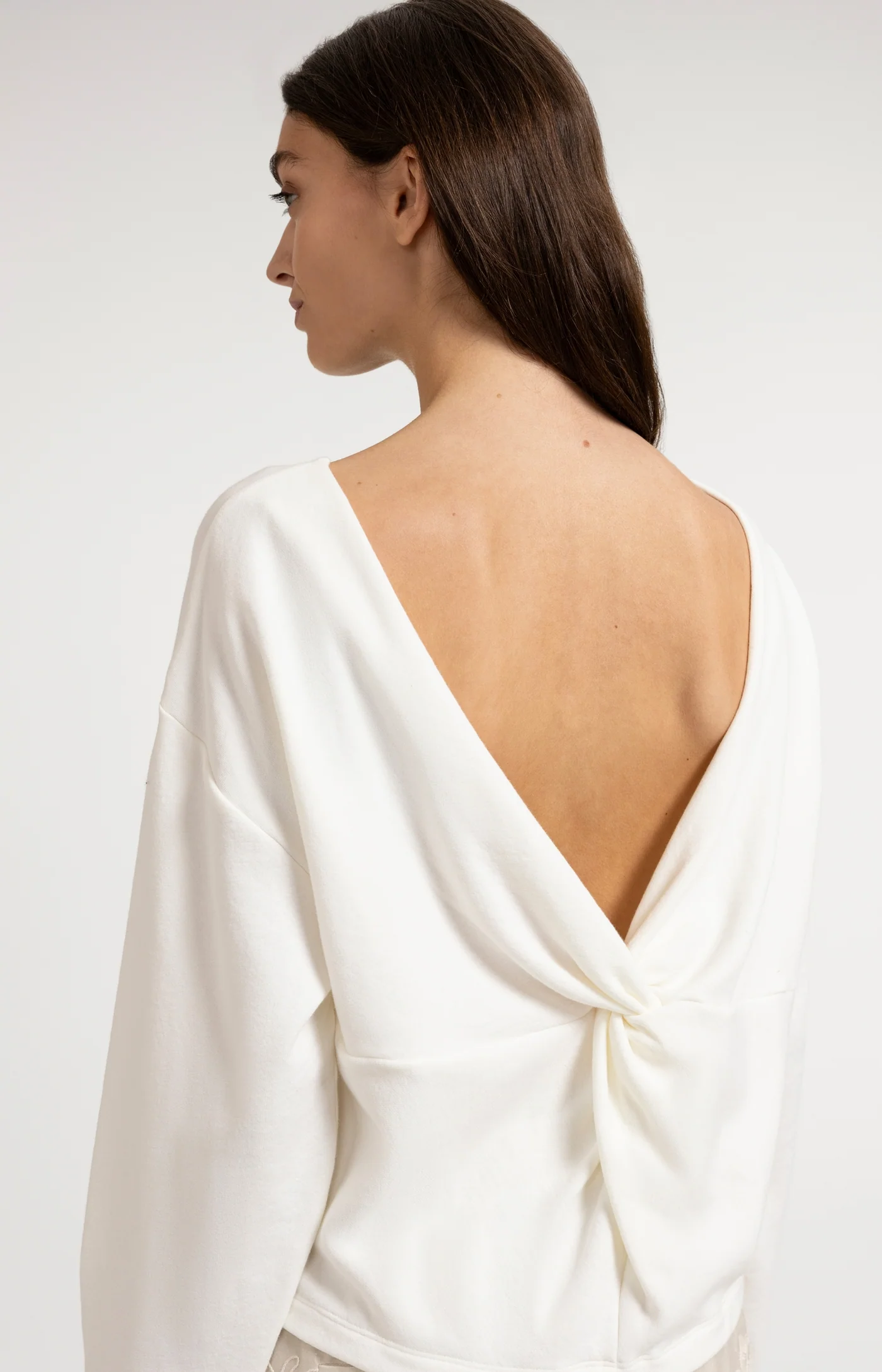 Yaya Knot Back Sweatshirt - Milk