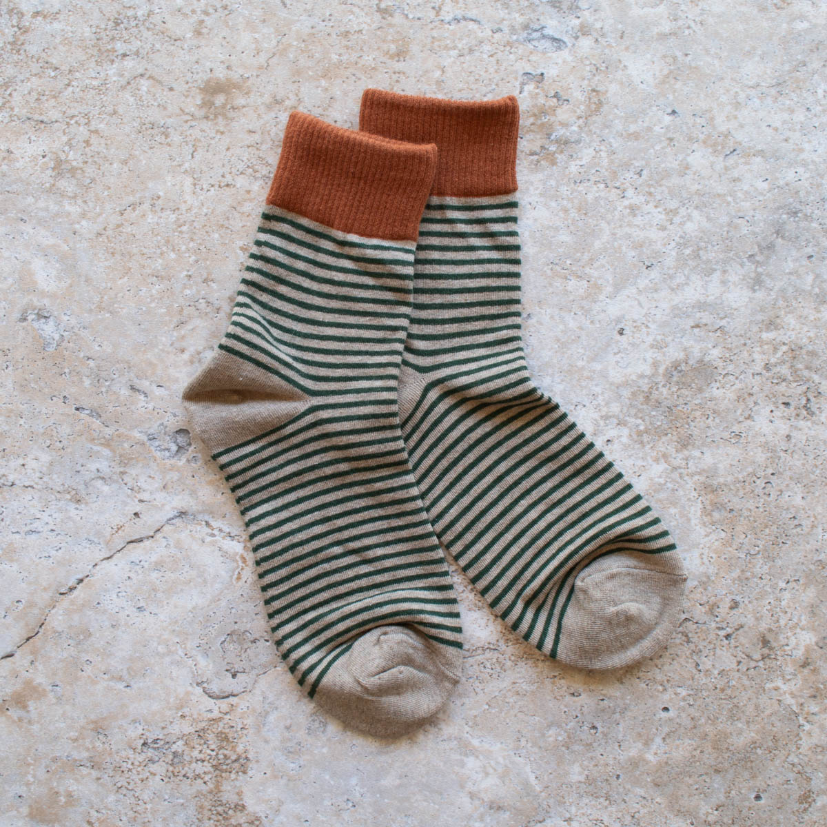 Tiepology 2 Tone Stripe Socks - Rust/Mocha