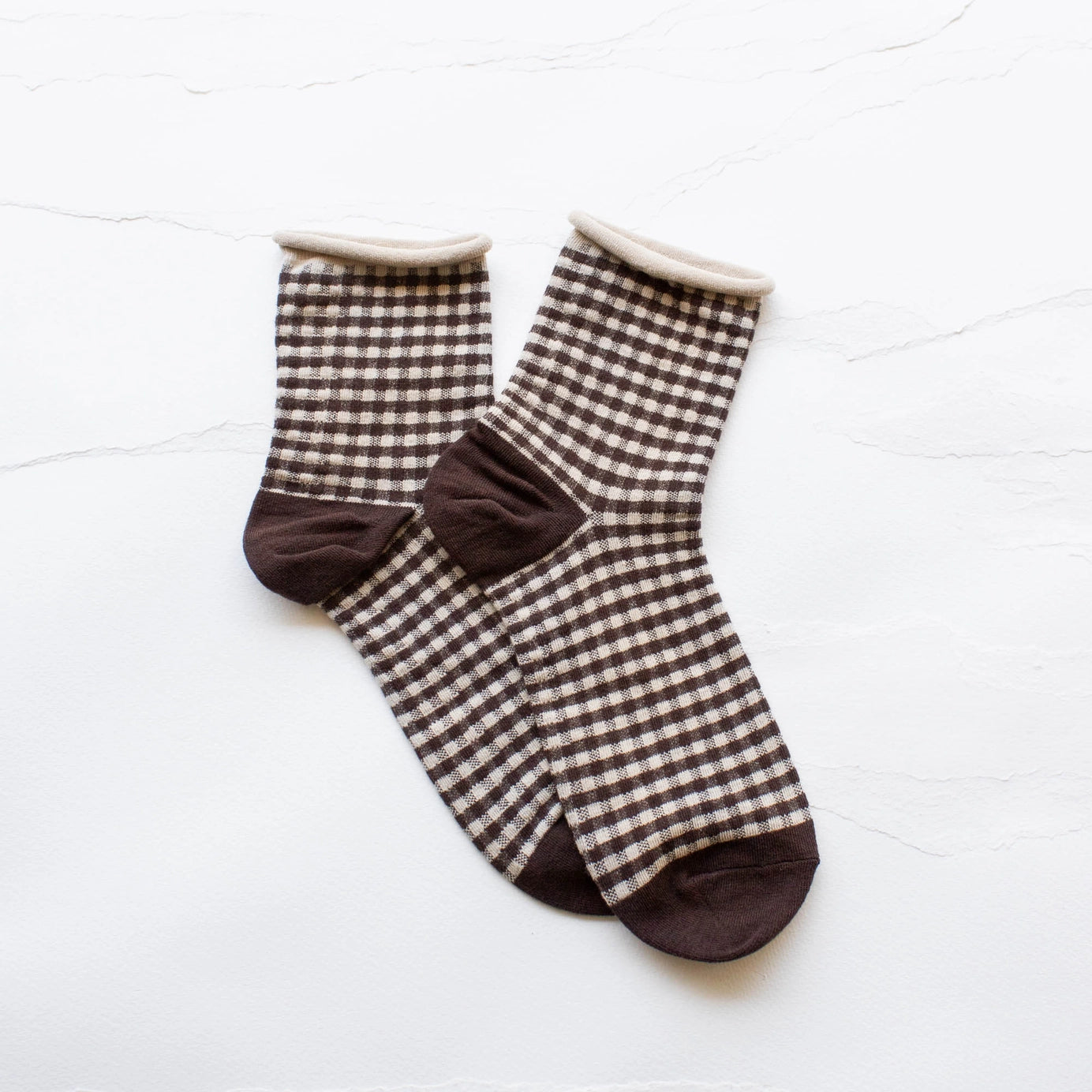 Tiepology Picnic Crew Socks - Oatmeal/Brown