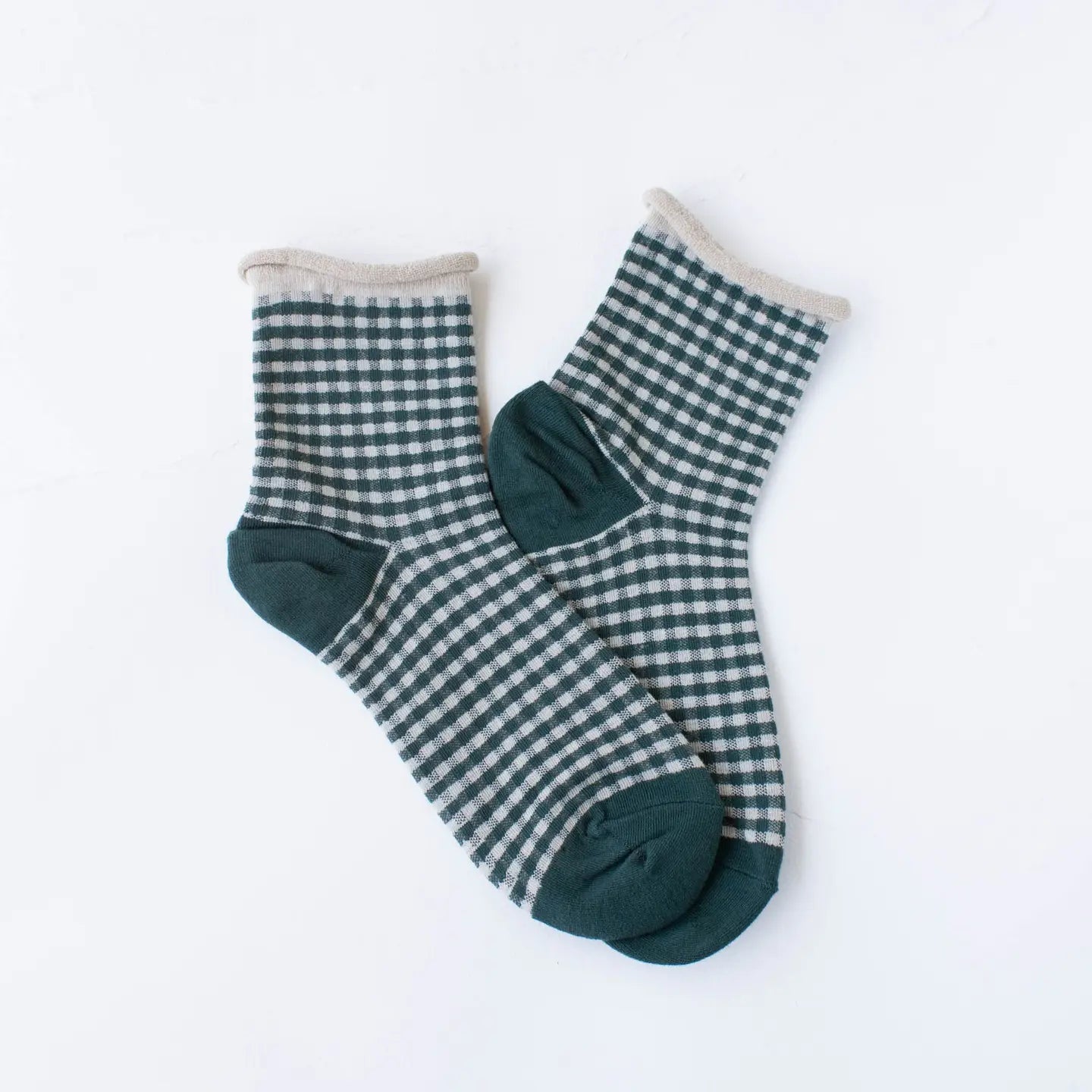 Tiepology Picnic Crew Socks - Oatmeal Green