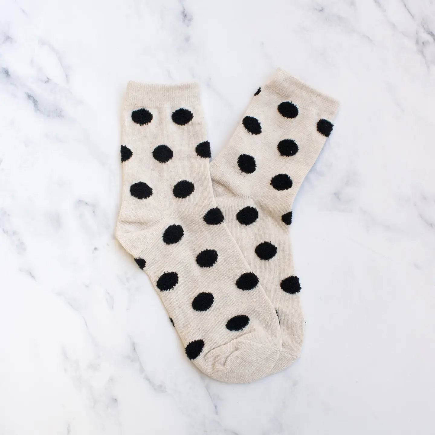 Tiepology Polka Dot Puff Socks - Beige