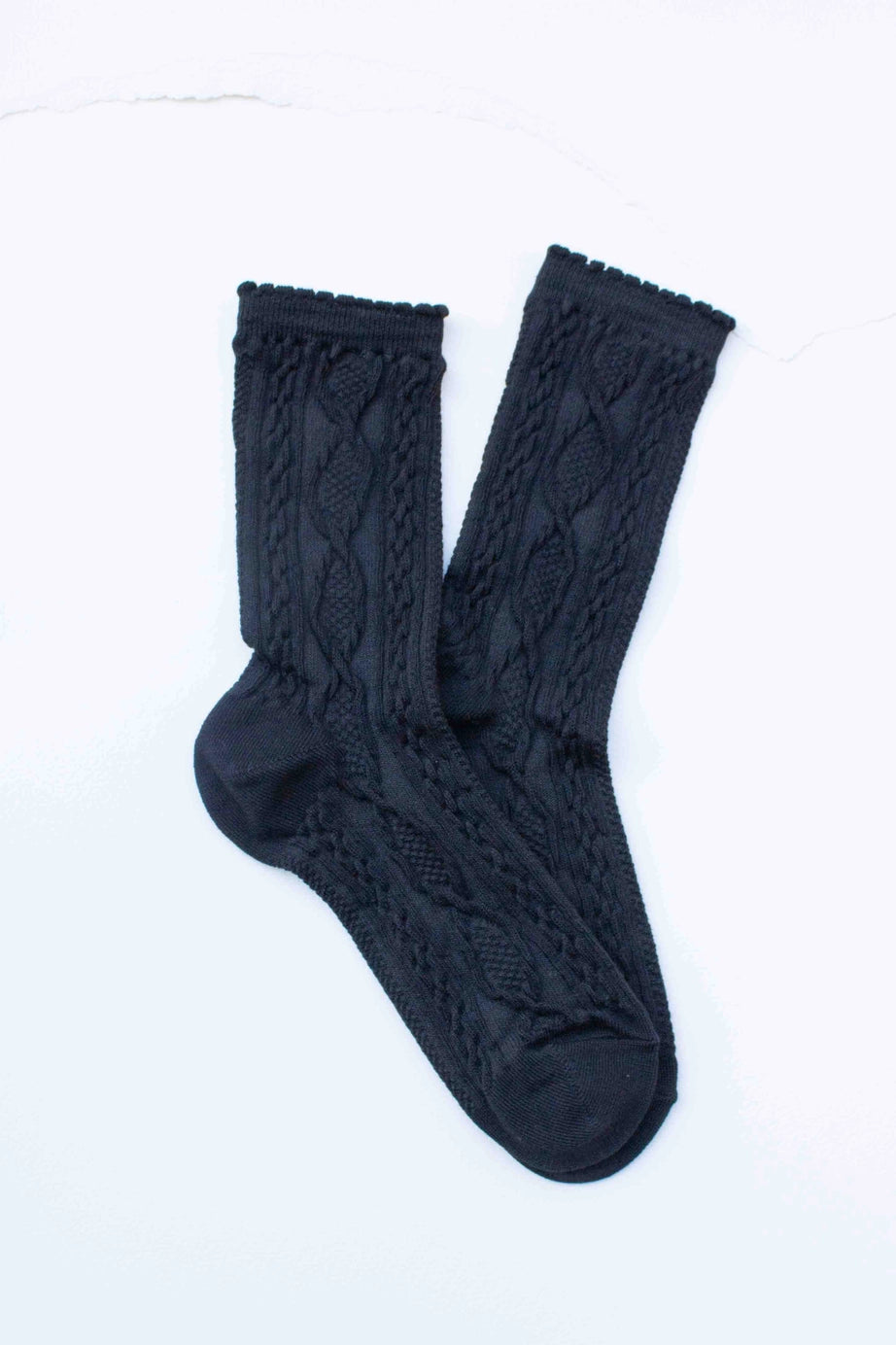 Tiepology Twist Cotton Crew Socks - Black