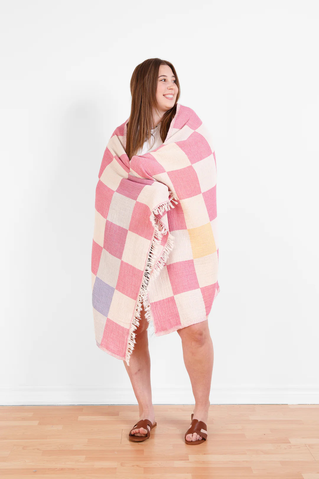 Tofino Towel Co. The Beckon Checkered Towel - Pink Mix
