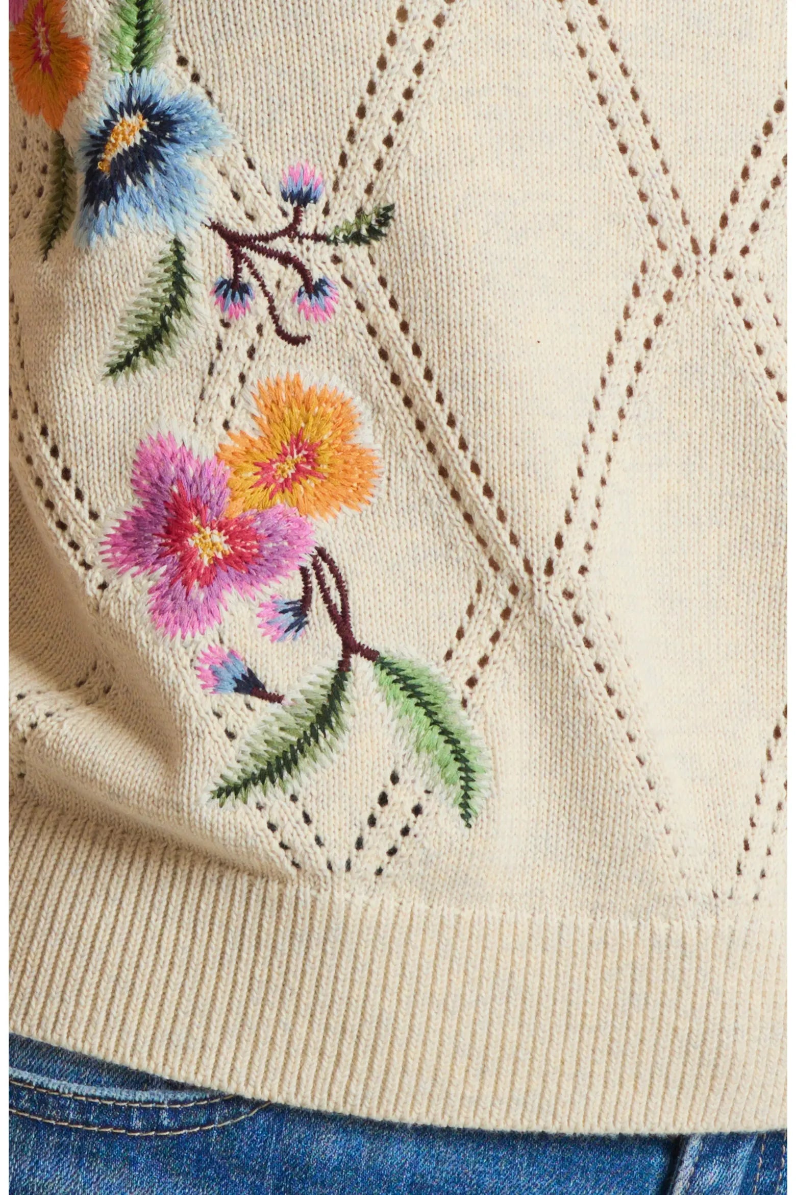 Tommy Bahama Diamond Embroidered Sweater Tee- Coconut