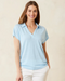 Tommy Bahama Linnea Johnny Collar Tee - Linen Sky Clothing - Tops - Shirts - SS Knits by Tommy Bahama | Grace the Boutique