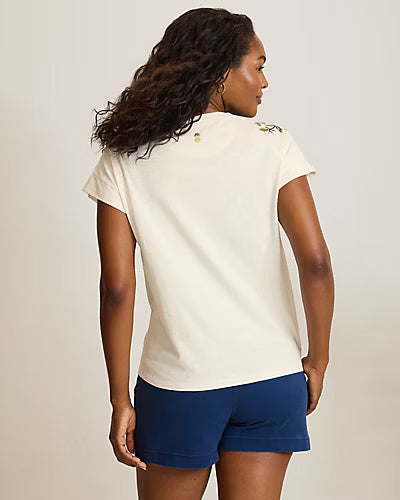 Tommy Bahama Ocean Petals Embroidered Tee - Coconut