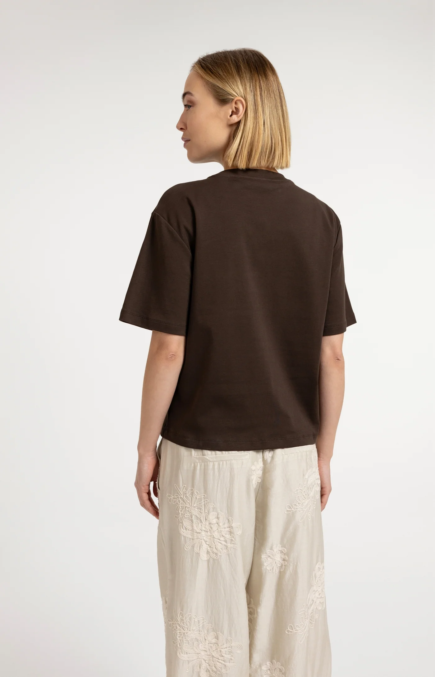 Yaya Embellished Tee - Brown