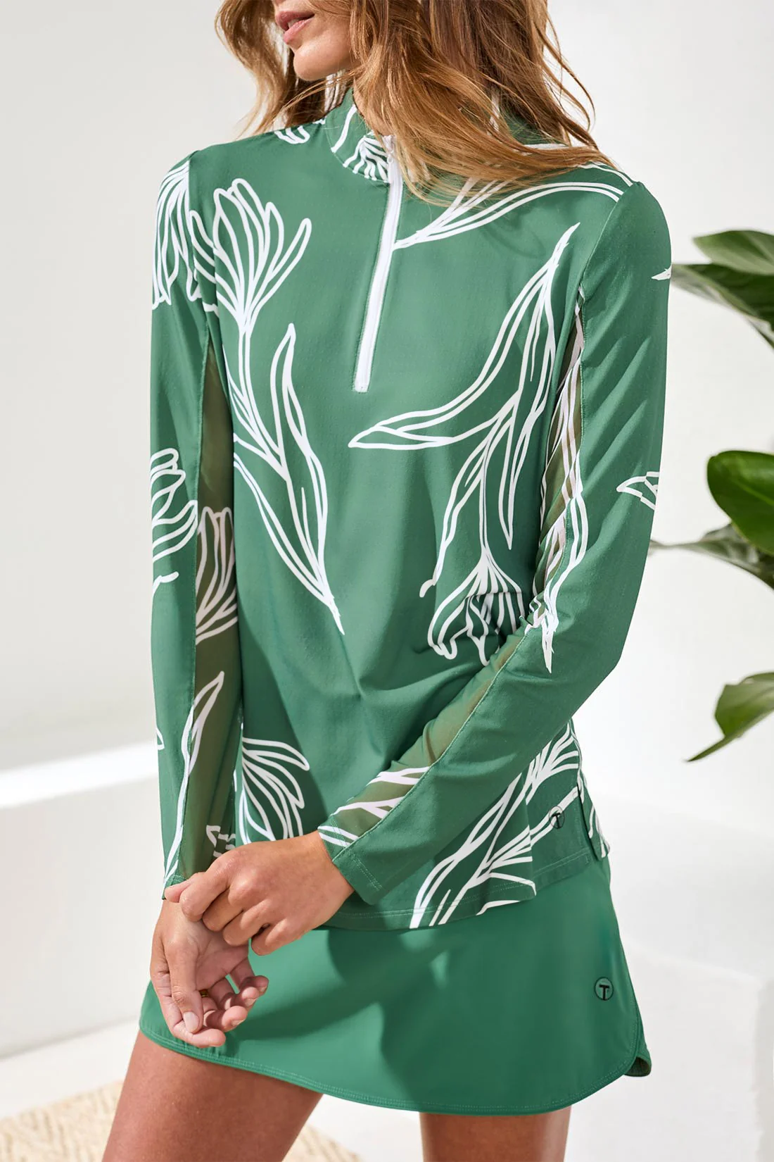Tribal Active 1/2 Zip Top - Greenery