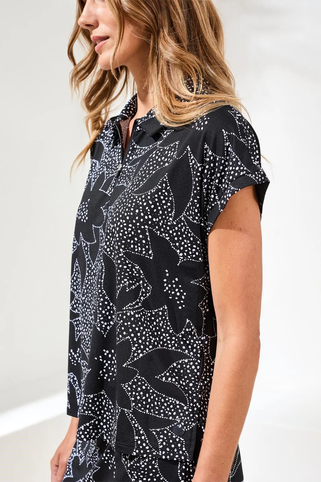 Tribal Active Dolman Top - Black Floral