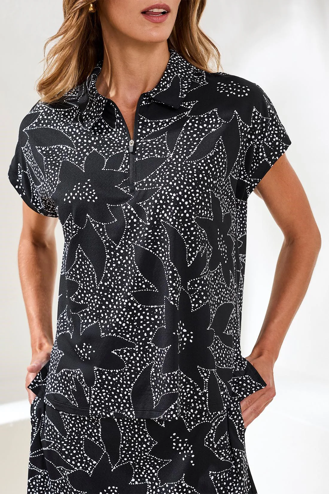 Tribal Active Dolman Top - Black Floral