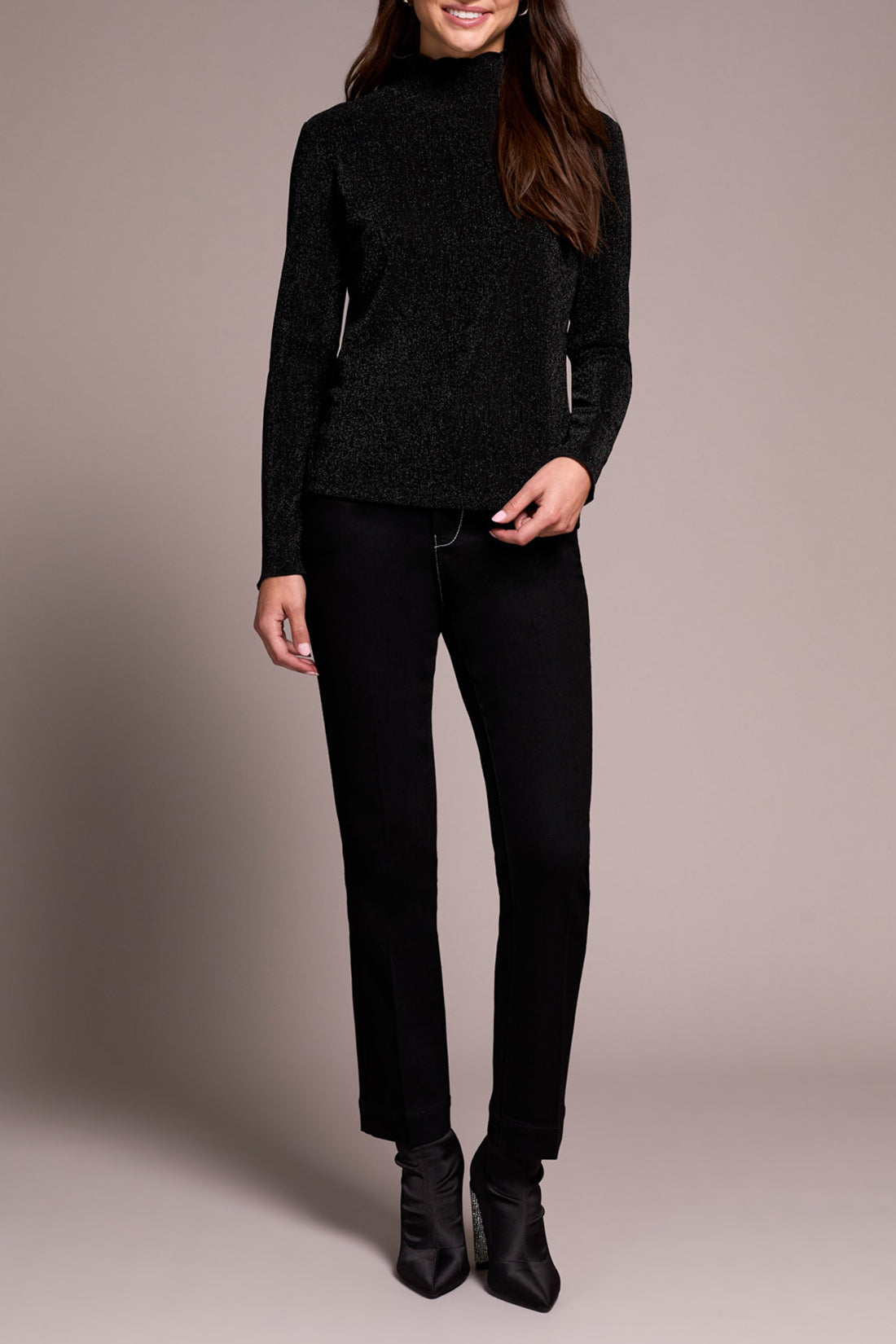 Tribal Anna Mock Neck - Black