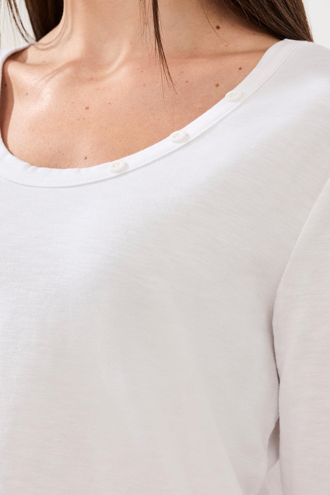 Tribal Arla 3/4 Sleeve Scoop Neck Top - White