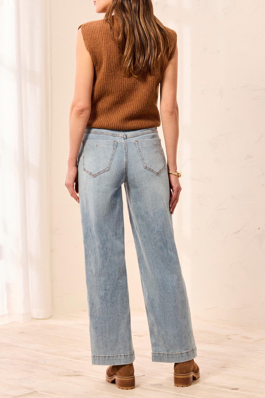 Tribal Audrey Button Fly Crop Denim - Skylight