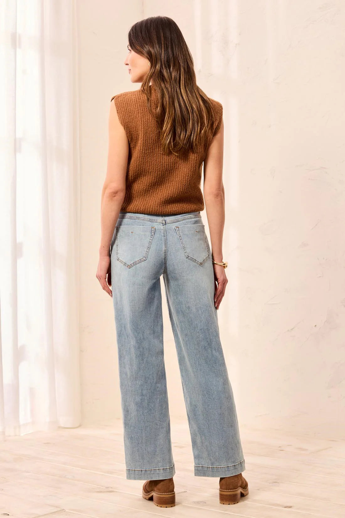Tribal Audrey Button Fly Crop Denim - Skylight