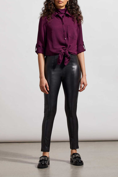 High Waist Fleece Lined Faux Leather Leggings - Chocolate – privityboutique