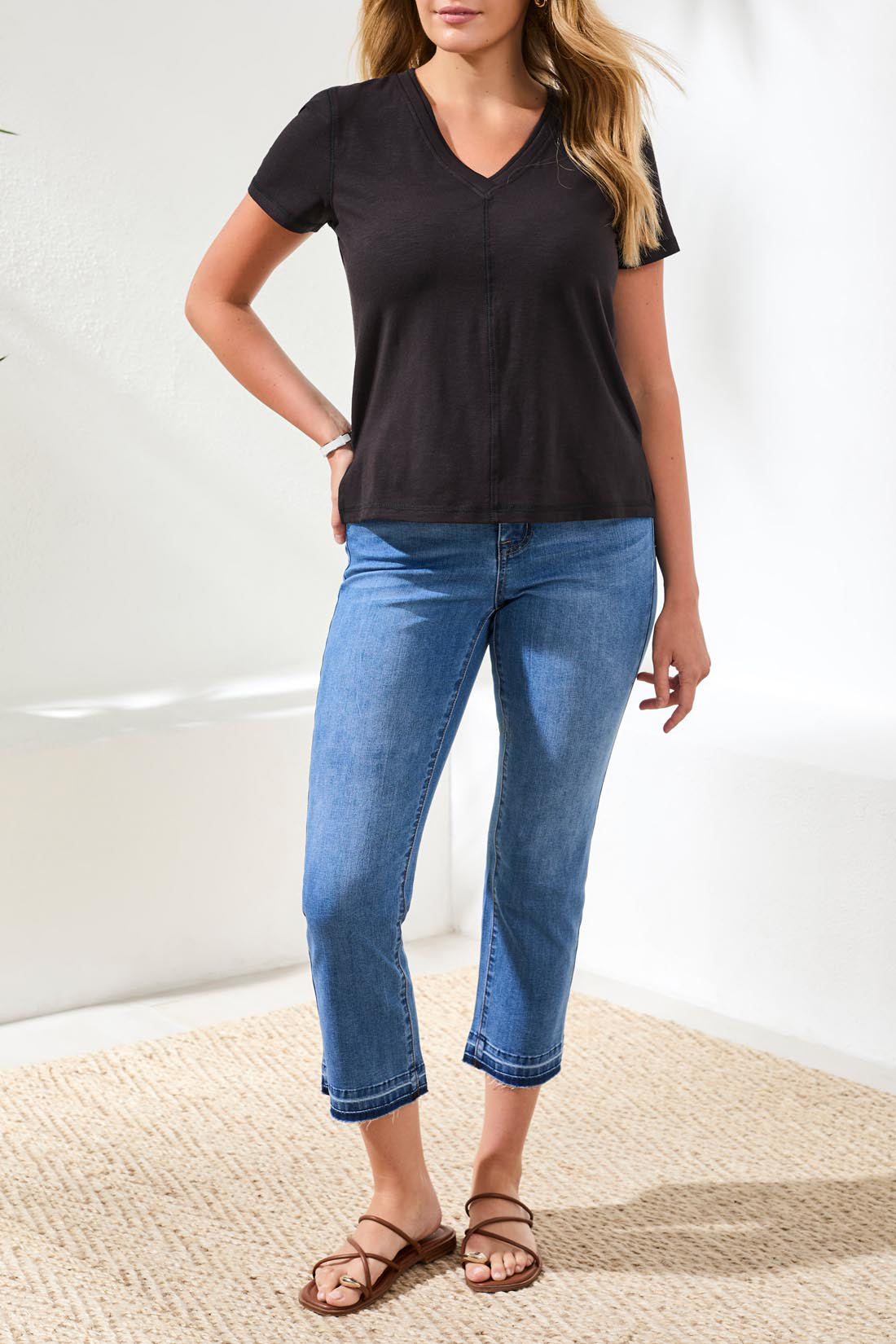 Tribal Basic V Neck Tee - Black