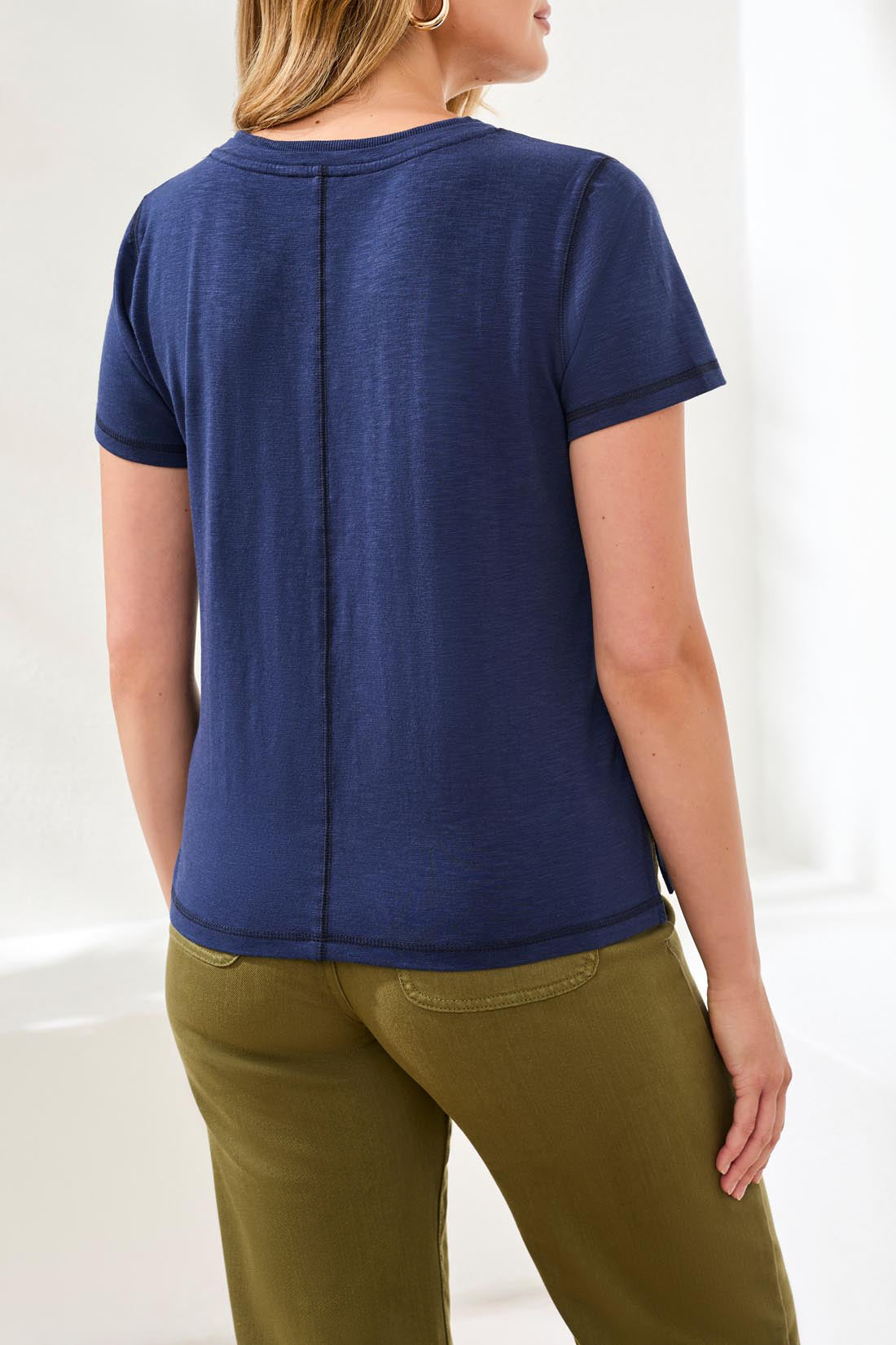 Tribal Basic V Neck Tee - Jet Blue