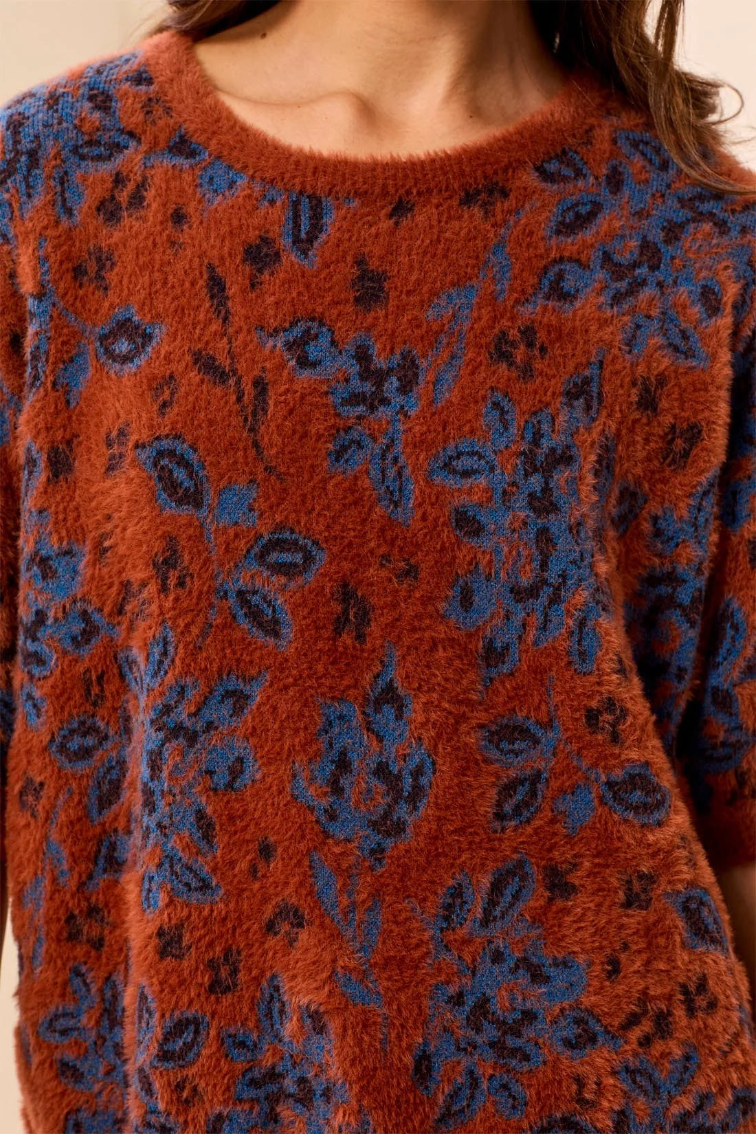 Tribal Belle Half Sleeve Sweater - Maple