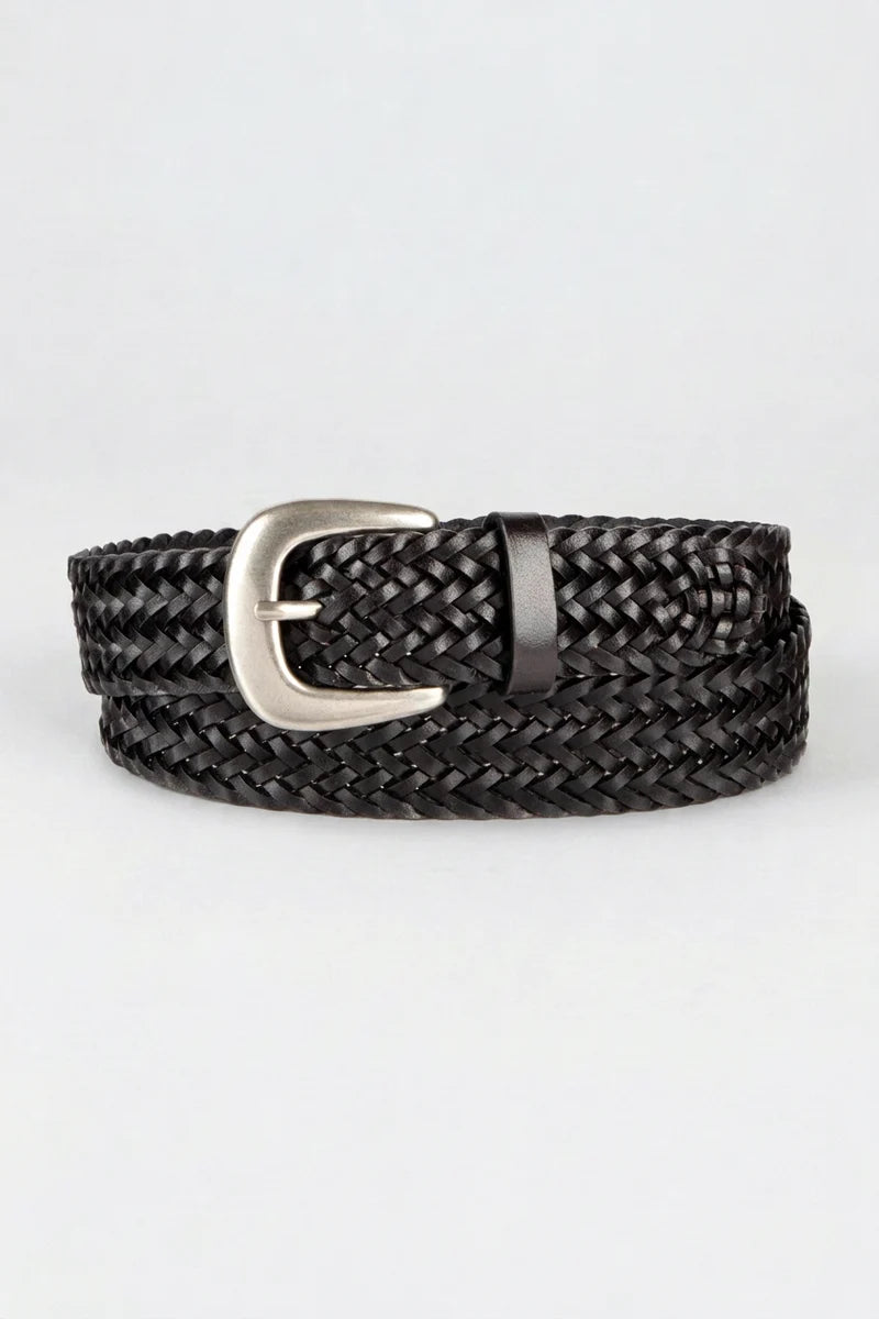 Tribal Braided Woven Belt - Black