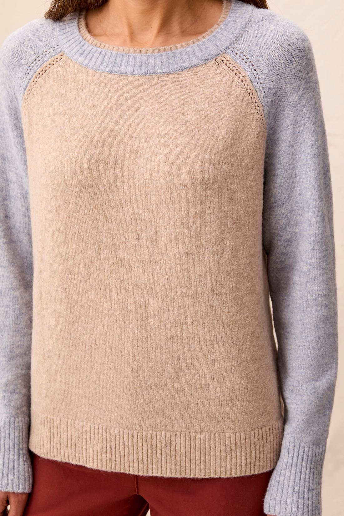 Tribal Brinley Colourblock Sweater - Oatmeal